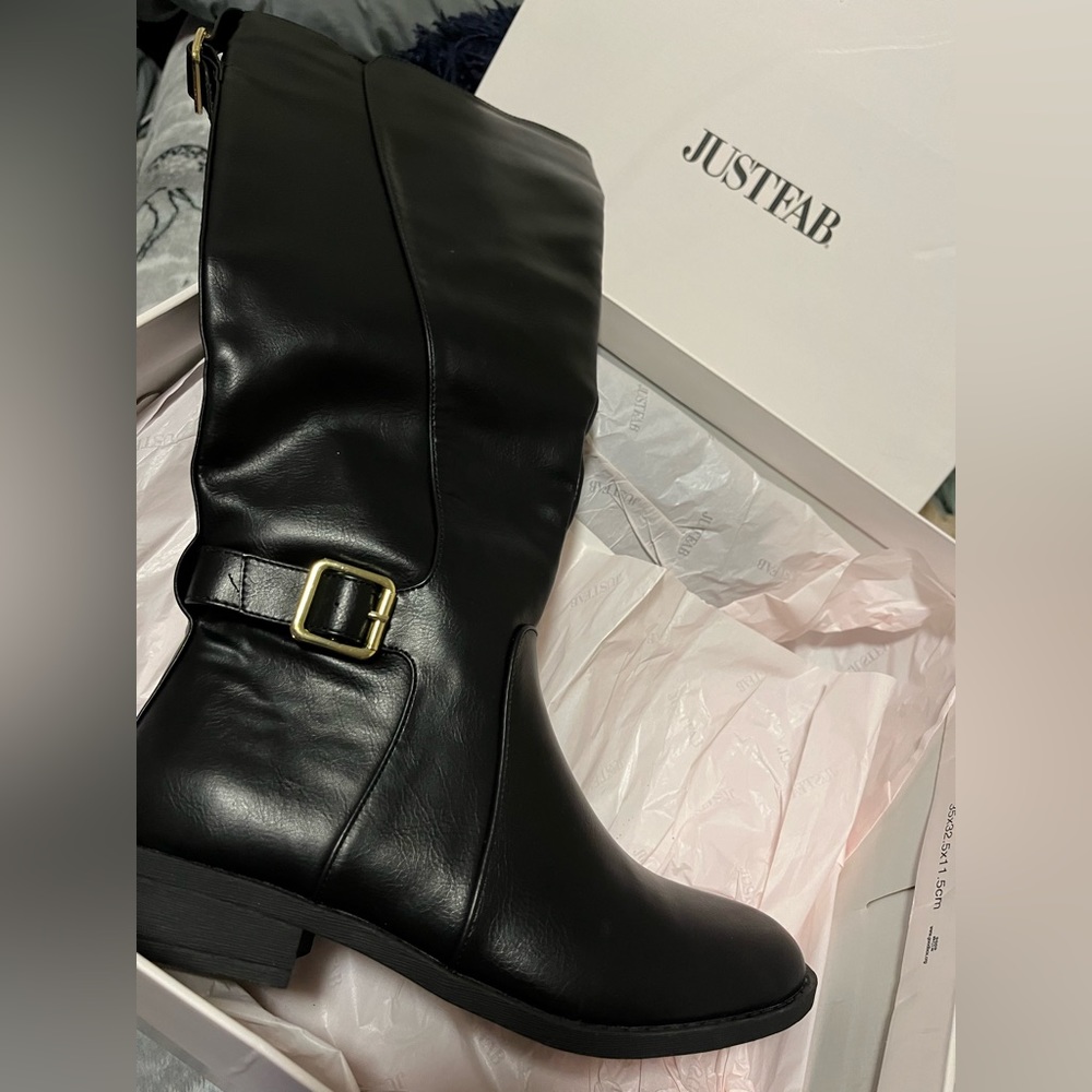 Black flat boots from JustFab